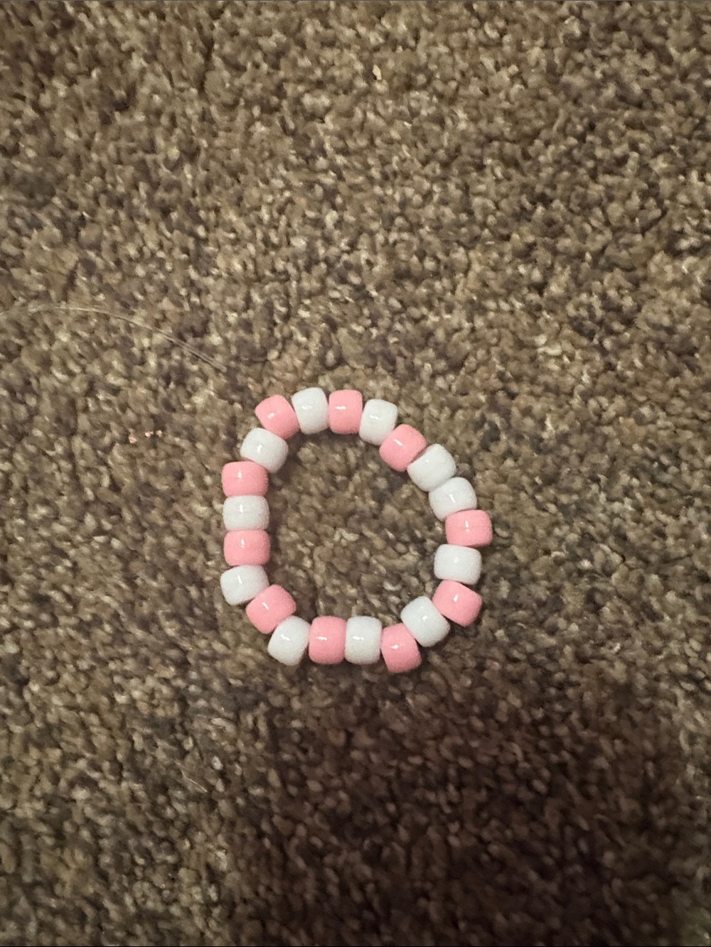 Kids Pink and White Beaded Stretch Bracelet